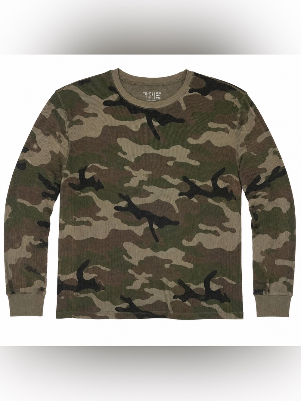 TIME AND TRU Green / Brown Woodland Camo Thermal Long Sleeve Shirt Women’s 3XL